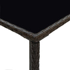 Garten-Bartisch Braun 70x70x110 cm Poly Rattan und Glas