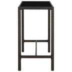 Garten-Bartisch Braun 130x60x110 cm Poly Rattan und Glas