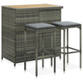 3-tlg. Bar Set Poly Rattan Grau