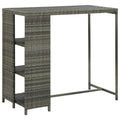 Bartisch mit Regal Grau 120x60x110 cm Poly Rattan