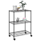 Lagerregal mit 3 Böden und Rollen 60x35x81 cm Schwarz 150 kg