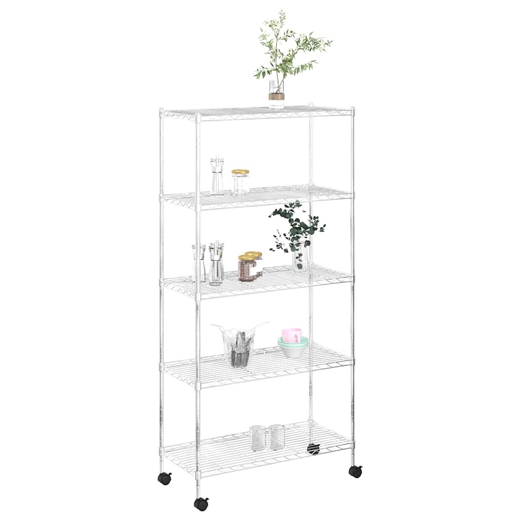 Lagerregal mit 5 Böden und Rollen 75x35x155 cm Chrom 250 kg