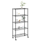Lagerregal mit 5 Böden und Rollen 75x35x155 cm Schwarz 250 kg