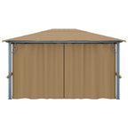 Pavillon mit Vorhang 400x300 cm Taupe Aluminium