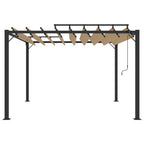 Pergola mit Lamellendach 3x3 m Taupe Stoff und Aluminium