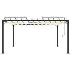 Pergola mit Lamellendach 3x4 m Creme Stoff und Aluminium