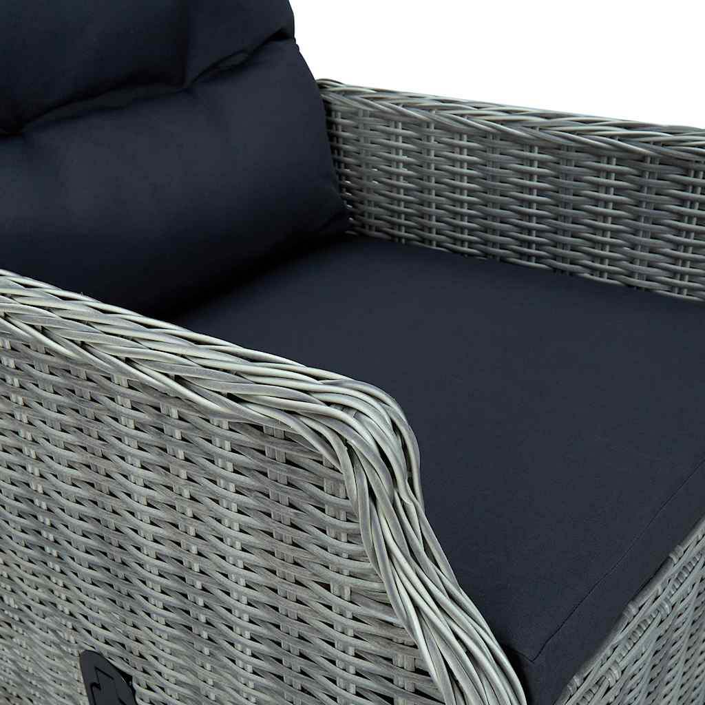 Verstellbarer Gartensessel mit Auflagen Poly Rattan Hellgrau