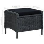 Gartensessel Verstellbar mit Fußhocker Poly-Rattan Dunkelgrau