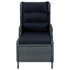 Gartensessel Verstellbar mit Fußhocker Poly-Rattan Dunkelgrau