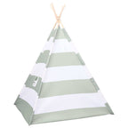 Kindertent Grau und Weiß 120 x 120 x 150 cm Massivholz Kiefer