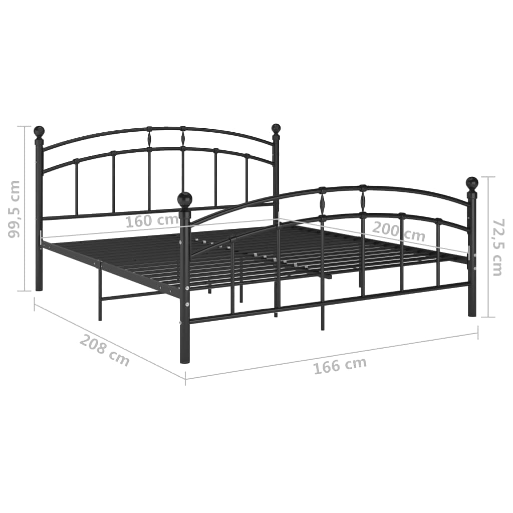 Bettgestell Schwarz Metall 160x200 cm