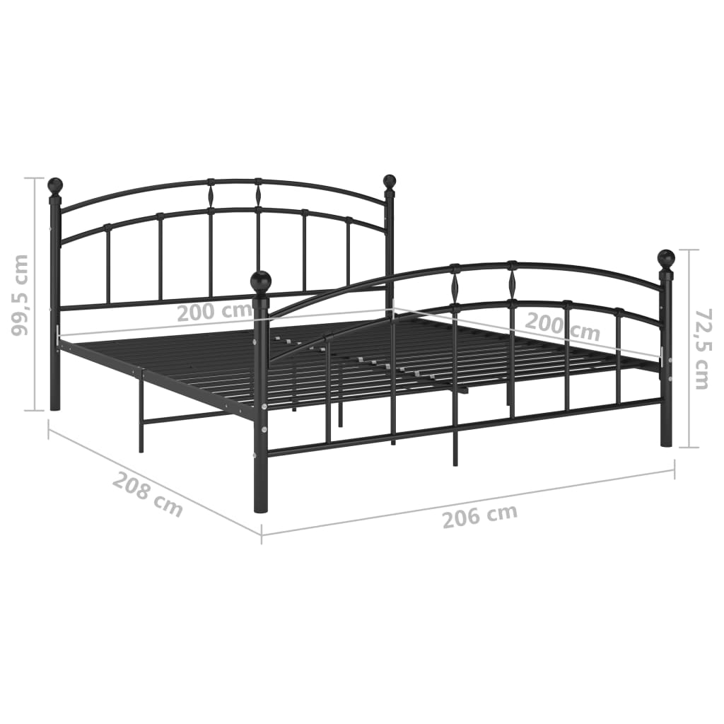 Bettgestell Schwarz Metall 200x200 cm