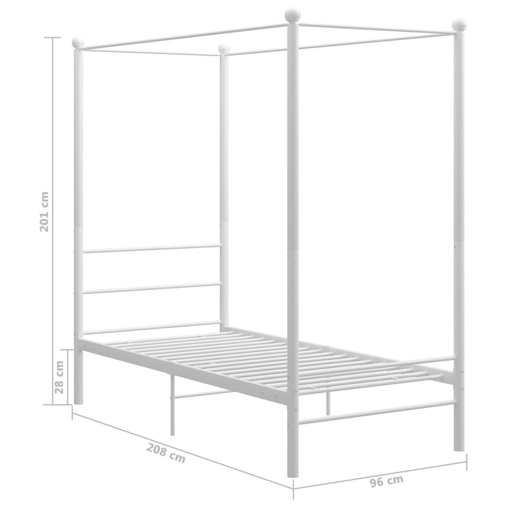 Himmelbett Weiß Metall 90x200 cm