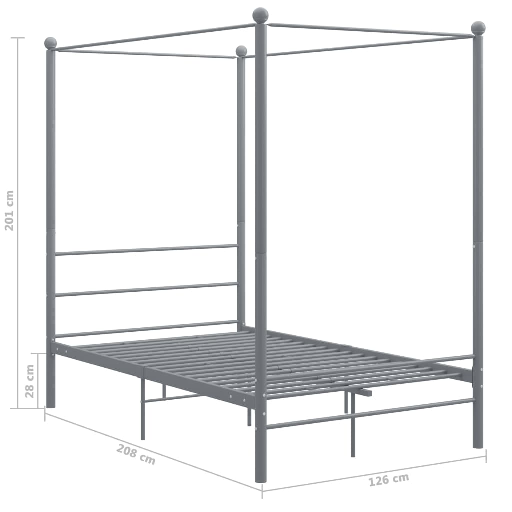 Himmelbett Grau Metall 120x200 cm