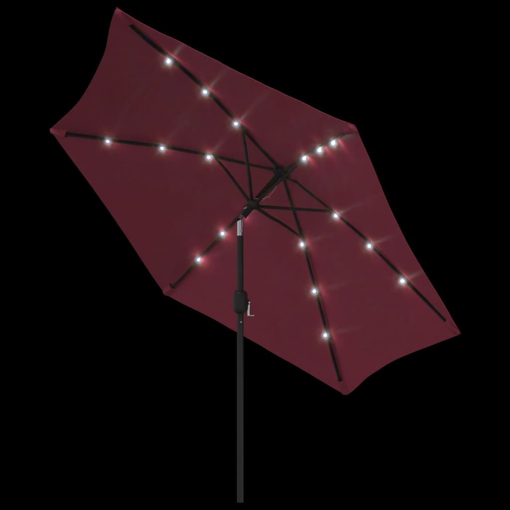 Sonnenschirm mit LED-Beleuchtung Stahl-Mast 300 cm Bordeauxrot