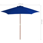 Sonnenschirm mit Holz-Mast 270 cm Blau