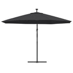 Ampelschirm mit LED-Beleuchtung Stahl-Mast Schwarz 350 cm