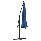 Ampelschirm mit LED-Beleuchtung Stahl-Mast Azurblau 350 cm