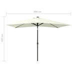 Sonnenschirm mit LEDs und Stahl-Mast Sandweiß 2x3 m