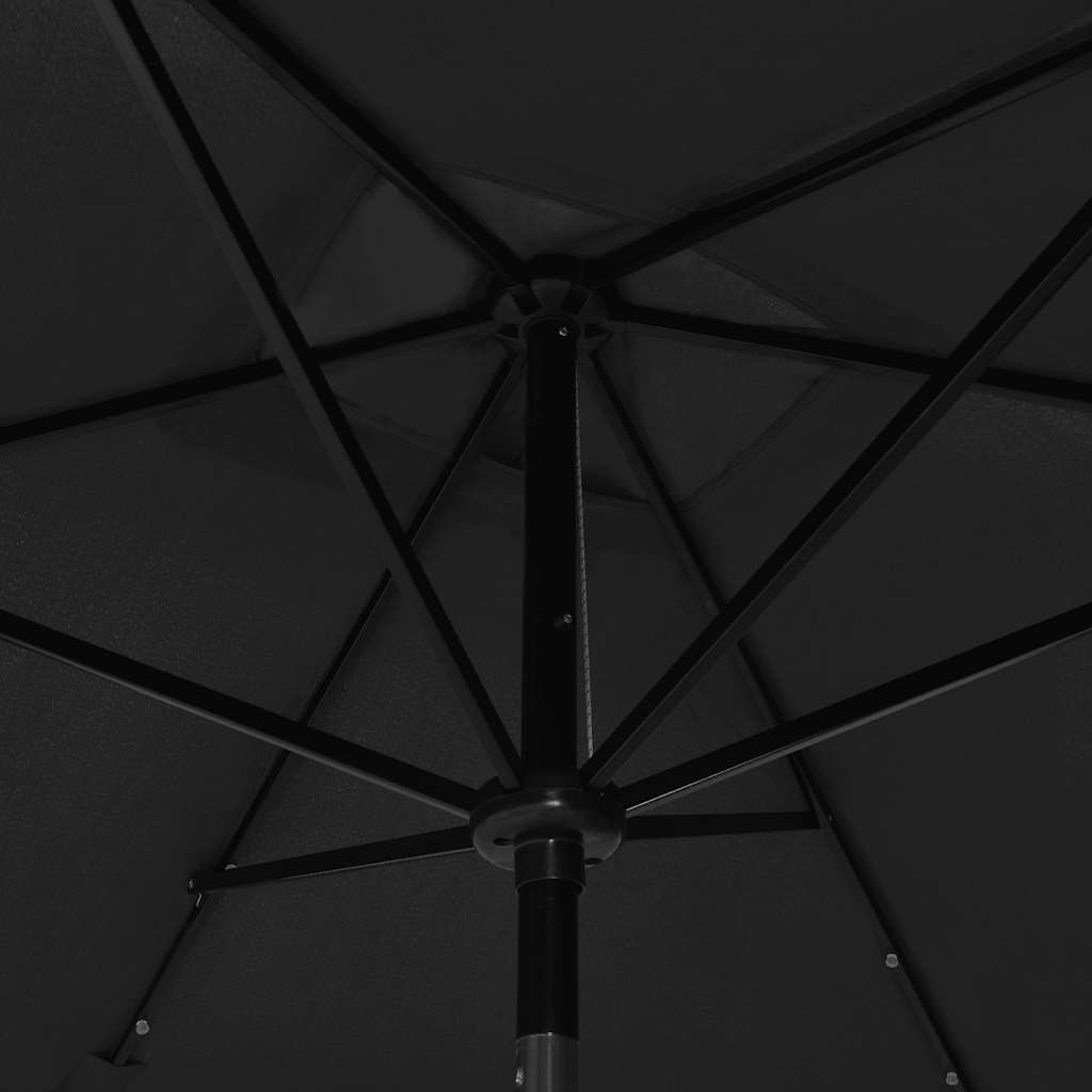 Sonnenschirm mit LEDs und Stahl-Mast Schwarz 2x3 m