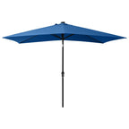Sonnenschirm mit LEDs und Stahl-Mast Azurblau 2x3 m
