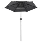 Sonnenschirm mit Aluminium-Mast 3-lagig Anthrazit 2 m