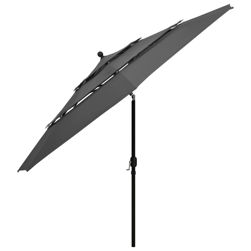Sonnenschirm mit Aluminium-Mast 3-lagig Anthrazit 3,5 m