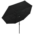 Sonnenschirm mit Aluminium-Mast 3-lagig Schwarz 3,5 m