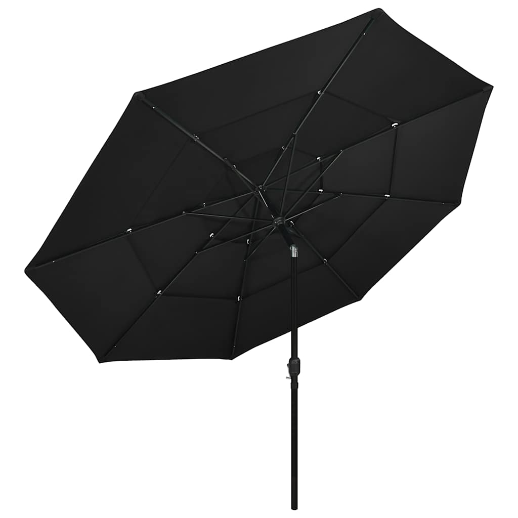 Sonnenschirm mit Aluminium-Mast 3-lagig Schwarz 3,5 m