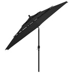 Sonnenschirm mit Aluminium-Mast 3-lagig Schwarz 3,5 m