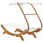 Sonnenliege mit Dach 100x190x134 cm Bugholz Massiv Creme