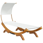 Sonnenliege mit Dach 100x200x126 cm Bugholz Massiv Creme