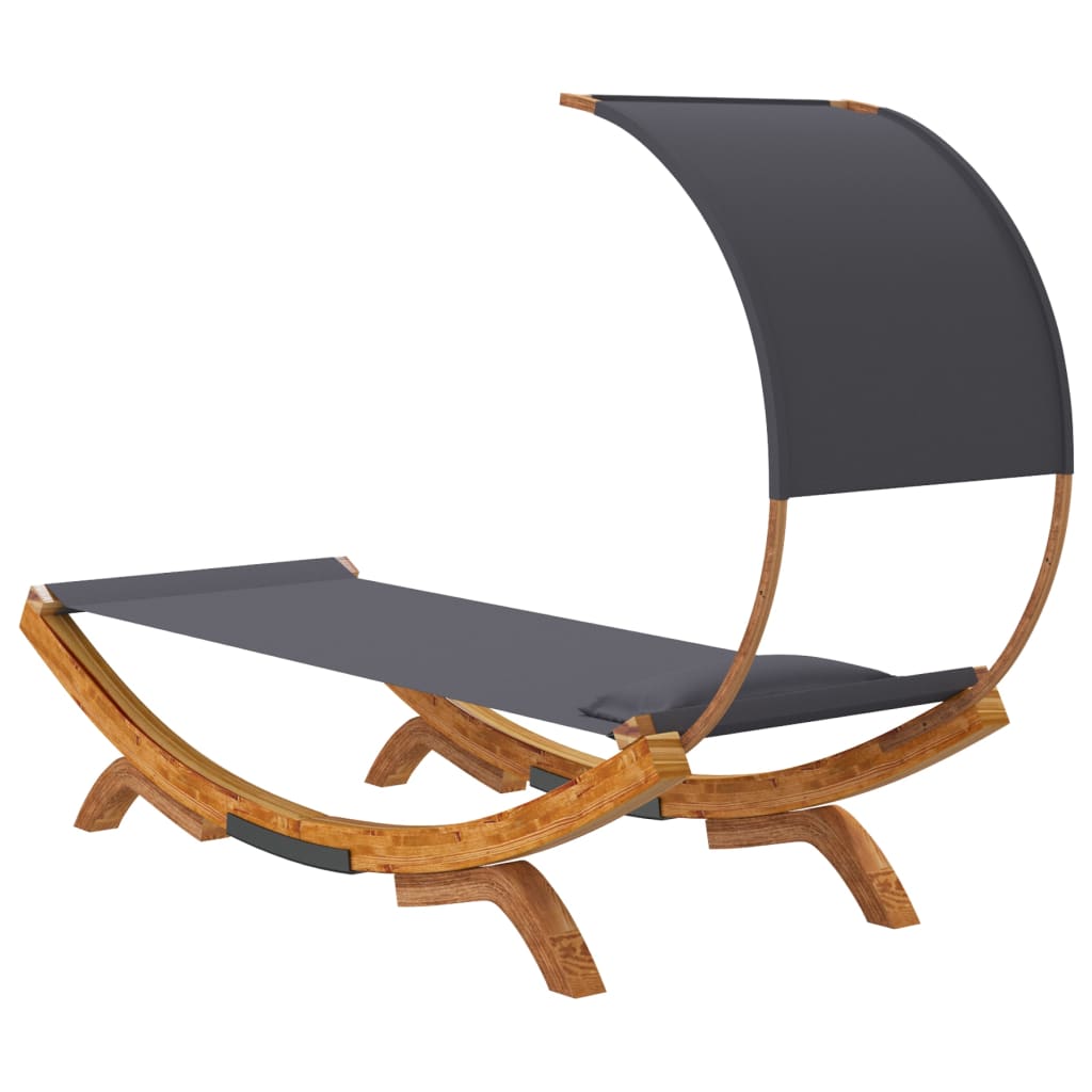 Sonnenliege mit Dach 100x200x126 cm Bugholz Massiv Anthrazit