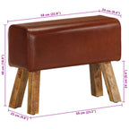 Sitzbank Turnbock-Design 58cm Braun Echtleder Mango Massivholz