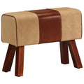 Sitzbank Turnbock-Design 58 cm Braun Echtleder Massivholz Mango