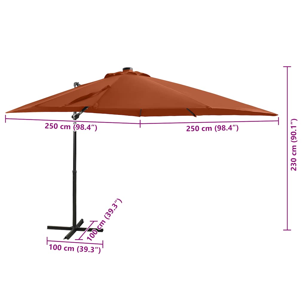 Ampelschirm mit LED-Beleuchtung 250 cm Terrakotta