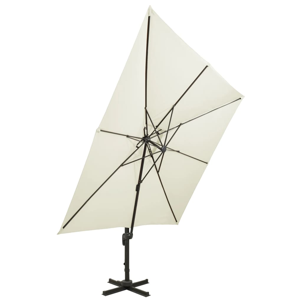 Ampelschirm mit Doppeldach 300 x 300 cm Sand