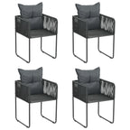 Gartenstühle 4 Stk. mit Kissen Poly Rattan Schwarz
