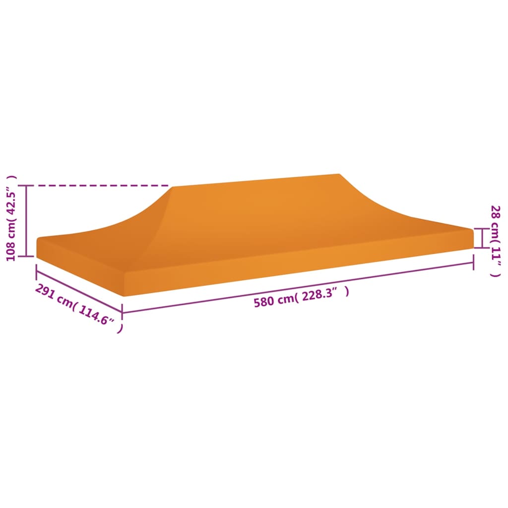 Partyzelt-Dach 6x3 m Orange 270 g/m²