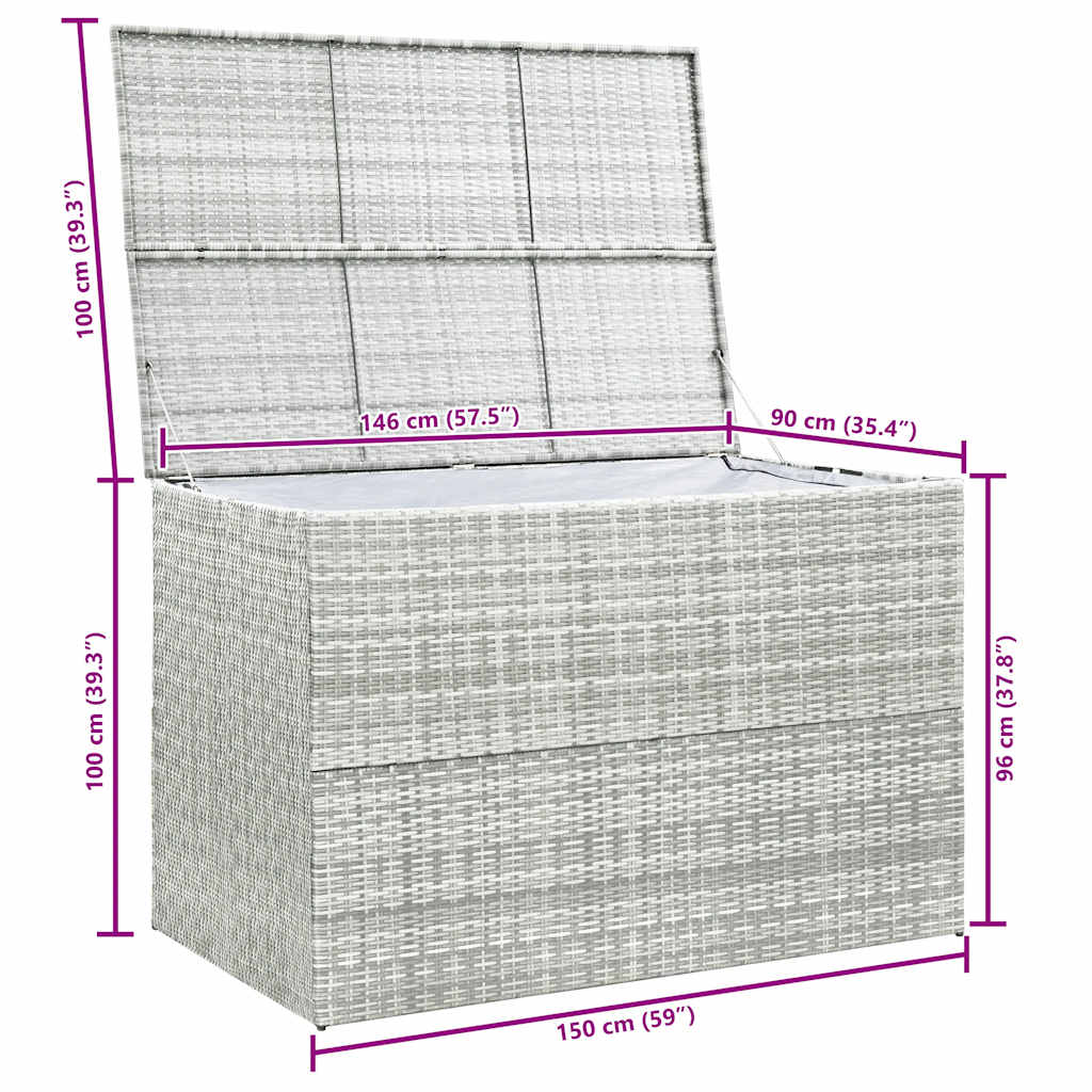 Garden-Auflagenbox Hellgrau 150x100x100 cm Poly Rattan
