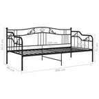 Schlafsofa Bettgestell Schwarz Metall 90x200 cm