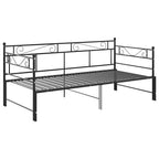 Tagesbett Ausziehbar Schwarz Metall 90x200 cm