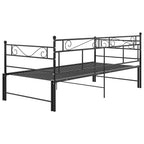 Tagesbett Ausziehbar Schwarz Metall 90x200 cm