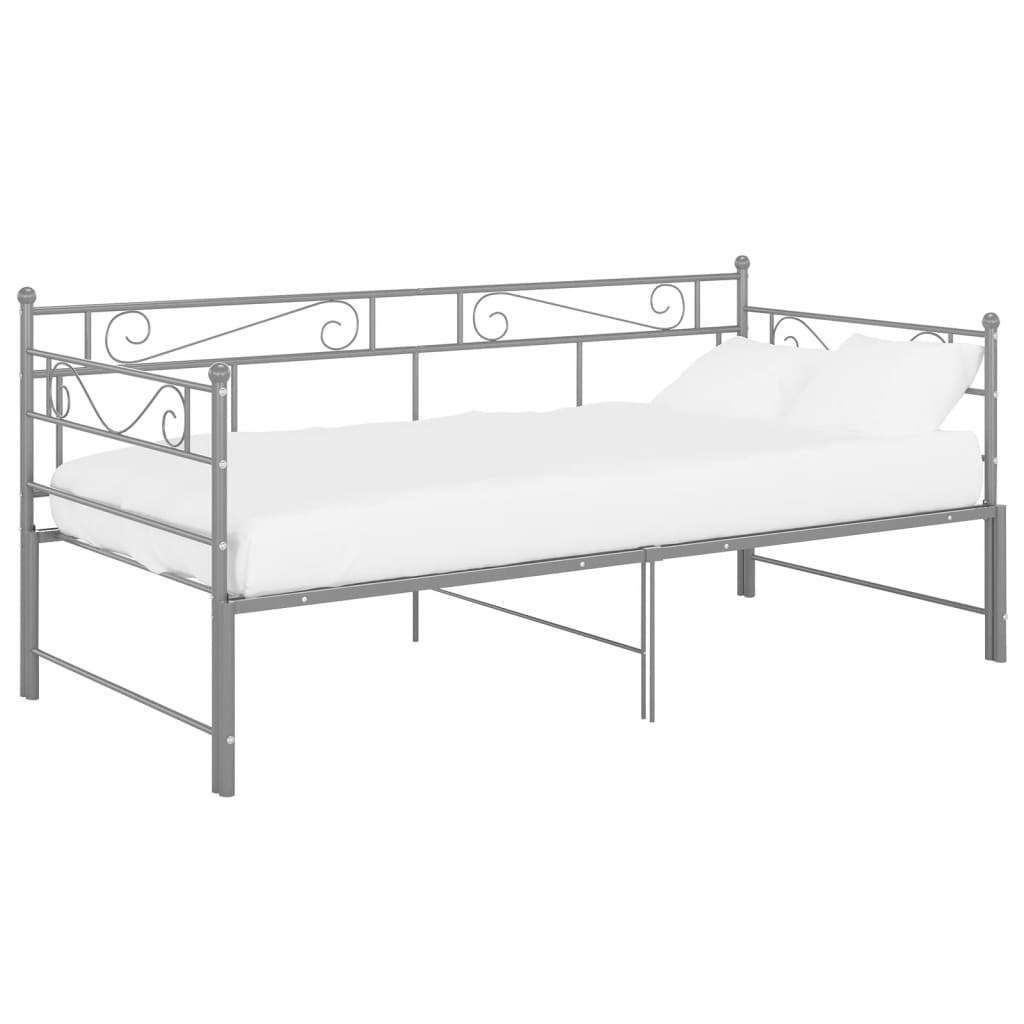 Tagesbett Ausziehbar Grau Metall 90x200 cm