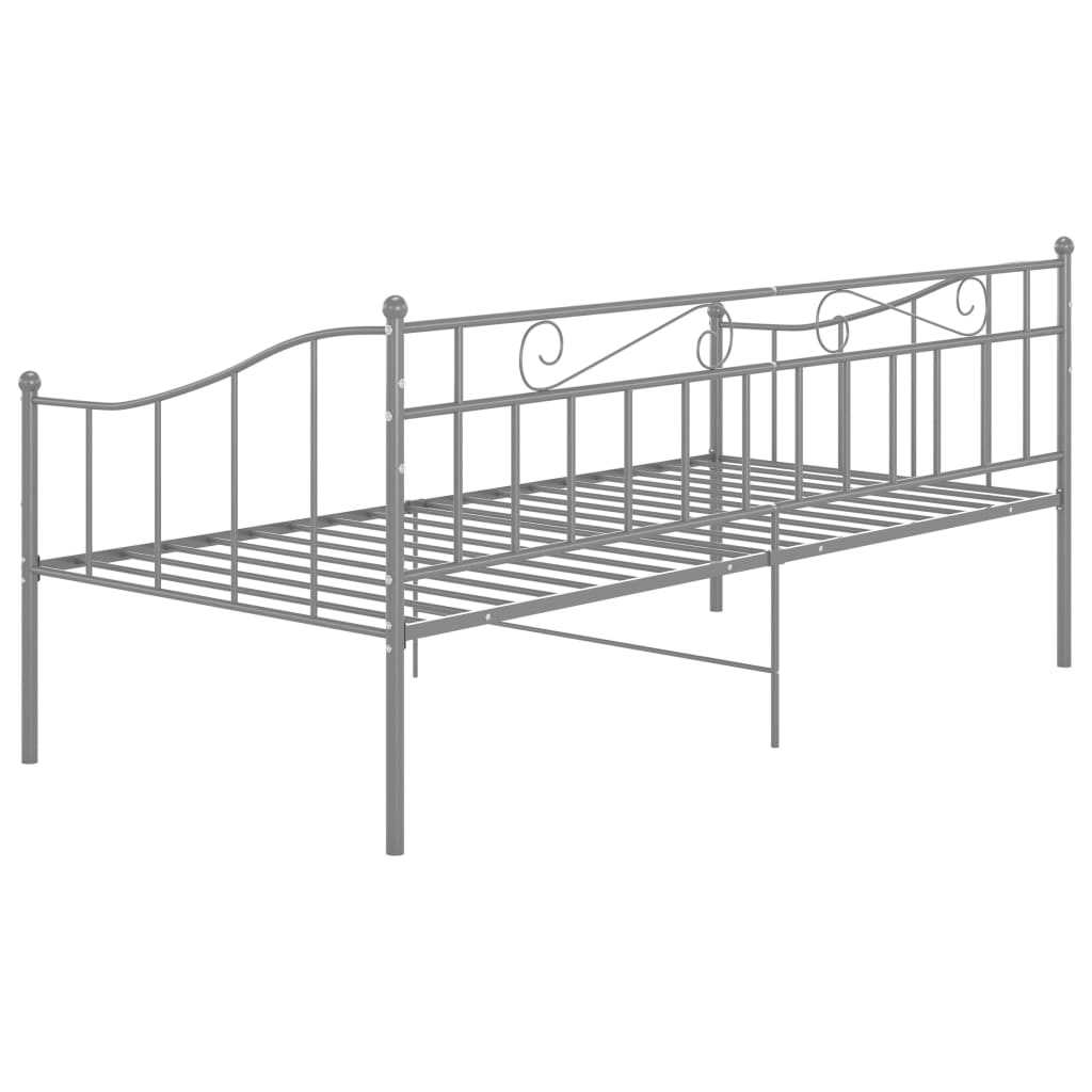 Schlafsofa Bettgestell Grau Metall 90x200 cm