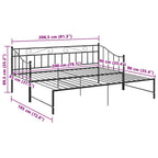 Ausziehsofa Bettgestell Schwarz Metall 90x200 cm