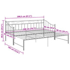 Ausziehsofa Bettgestell Grau Metall 90x200 cm