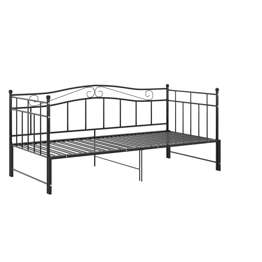 Ausziehsofa Bettgestell Schwarz Metall 90x200 cm