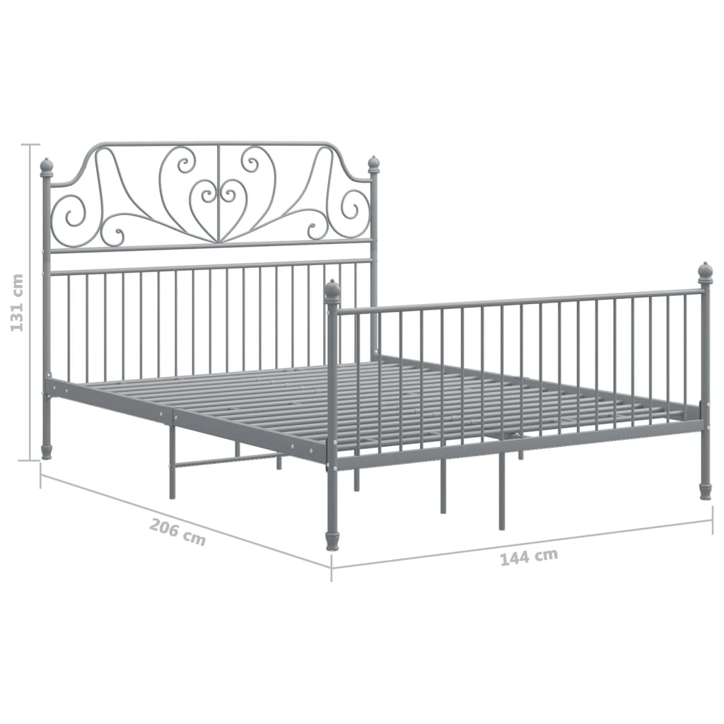 Bettgestell ohne Matratze Grau Metall 140×200 cm