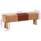Bank Turnbock-Design 160cm Braun Echtleder Massivholz Akazie